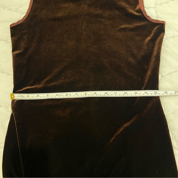Vintage Carole Little Velvet Maxi Dress 6 Small Brown Elegant Sleeveless Sheath - Picture 7 of 9
